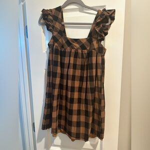 Brown and Black Checker Dress